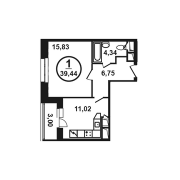 Москва, 1-но комнатная квартира, ул. Петра Алексеева д.12а корп.2, 6611020 руб.