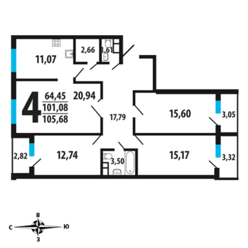 Москва, 4-х комнатная квартира, Нововатутинский пр. д., 8771440 руб.