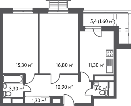 Москва, 2-х комнатная квартира, С.Ковалевской д.20, 11351880 руб.