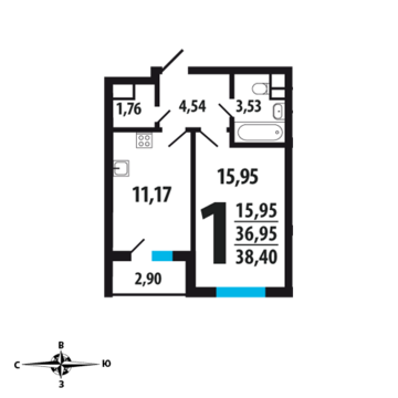 Москва, 1-но комнатная квартира, Нововатутинский пр. д., 3609600 руб.