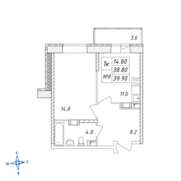 Люберцы, 1-но комнатная квартира, ул. Барыкина д., 3601374 руб.