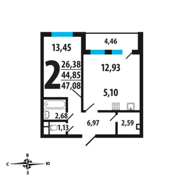 Москва, 2-х комнатная квартира, Нововатутинский пр. д., 4354900 руб.