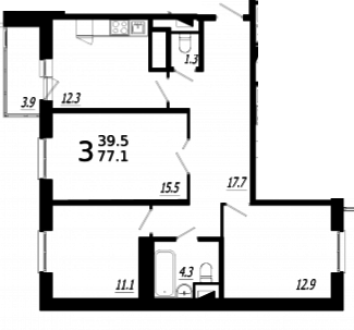 Мытищи, 3-х комнатная квартира, ул. Колпакова д.44 корп.33, 7552738 руб.