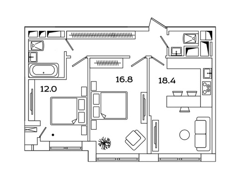 Москва, 2-х комнатная квартира, Рязанский пр-кт. д.2, 9838098 руб.