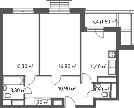 Москва, 2-х комнатная квартира, С.Ковалевской д.20, 10374960 руб.