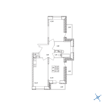 Люберцы, 2-х комнатная квартира, ул. Барыкина д., 5404061 руб.