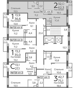 Видное, 2-х комнатная квартира, б-р Зеленые Аллеи д., 4235340 руб.