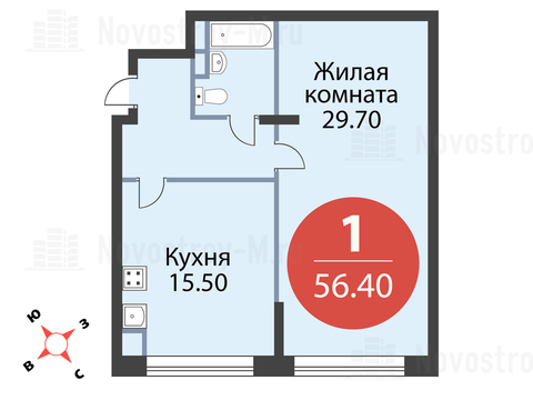 Павловская Слобода, 1-но комнатная квартира, ул. Красная д.д. 9, корп. 43, 4664280 руб.