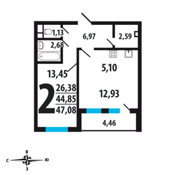 Москва, 2-х комнатная квартира, Нововатутинский пр. д., 4260740 руб.