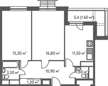 Москва, 2-х комнатная квартира, С.Ковалевской д.20, 9519440 руб.