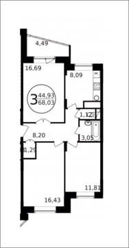 Пушкино, 3-х комнатная квартира, Просвещения д.13 корп.9, 5089324 руб.