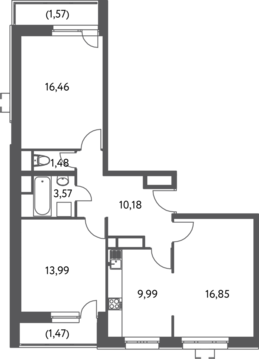 Москва, 3-х комнатная квартира, ул. Федора Полетаева д.15А, 13298560 руб.