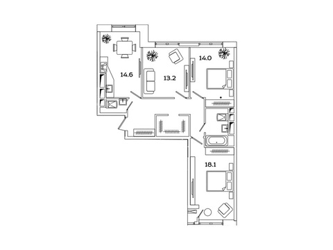 Москва, 3-х комнатная квартира, Рязанский пр-кт. д.2, 12742092 руб.