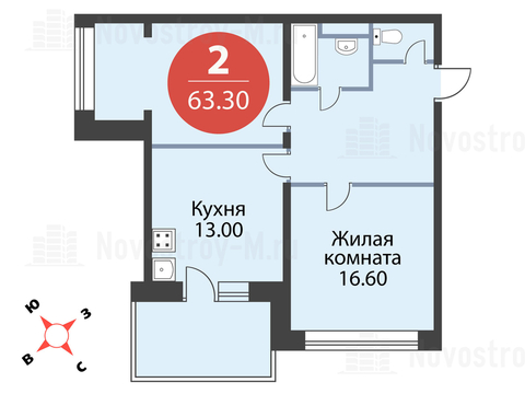 Павловская Слобода, 2-х комнатная квартира, ул. Красная д.д. 9, корп. 56, 6393300 руб.