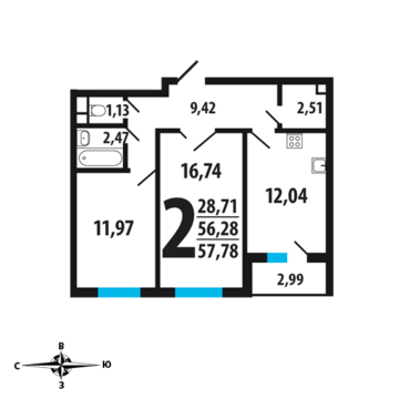 Москва, 2-х комнатная квартира, Нововатутинский пр. д., 5113530 руб.