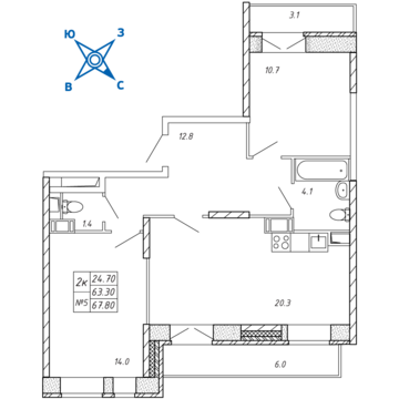 Люберцы, 2-х комнатная квартира, ул. Барыкина д., 5353488 руб.