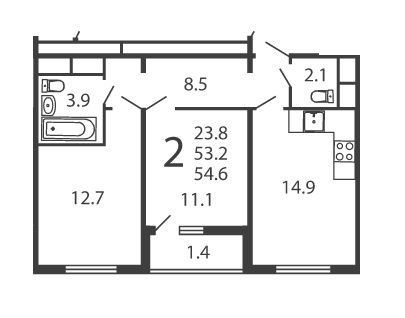 Москва, 2-х комнатная квартира, ул. Производственная д.6 корп.6, 5863953 руб.