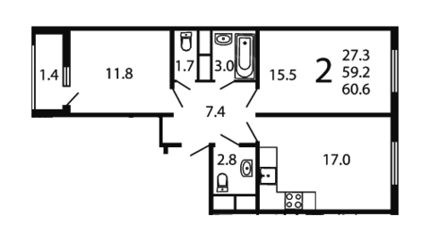 Москва, 2-х комнатная квартира, ул. Производственная д.6 корп.6, 6813422 руб.