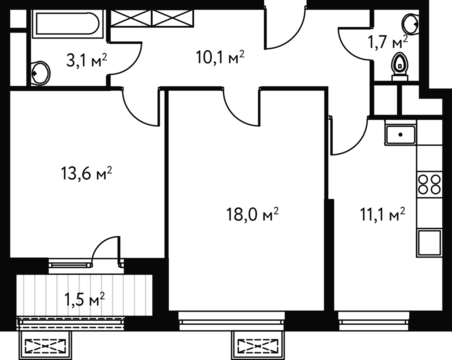 Москва, 2-х комнатная квартира, ул. Абрамцевская д.10, 10818000 руб.