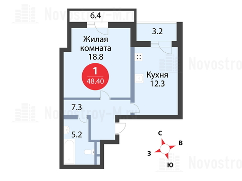 Павловская Слобода, 1-но комнатная квартира, ул. Красная д.д. 9, корп. 69, 4438764 руб.