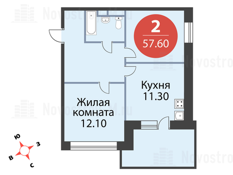 Павловская Слобода, 2-х комнатная квартира, ул. Красная д.д. 9, корп. 47, 5794560 руб.