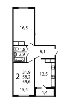 Москва, 2-х комнатная квартира, ул. Производственная д.6 корп.5, 6700989 руб.