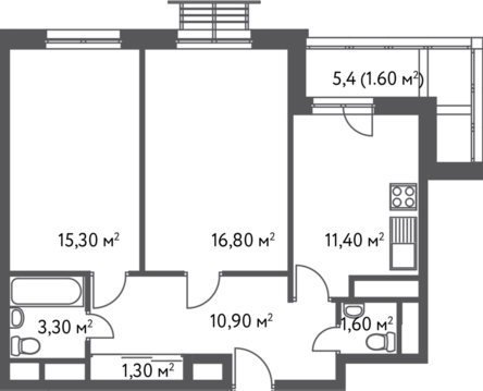 Москва, 2-х комнатная квартира, ул. Софьи Ковалевской д.20, 10748160 руб.