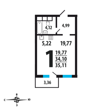 Москва, 1-но комнатная квартира, Нововатутинский пр. д., 3230120 руб.