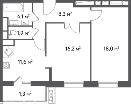 Москва, 2-х комнатная квартира, ул. Нагатинская д.вл.4, к.3, 13385200 руб.