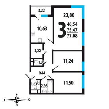 Москва, 3-х комнатная квартира, Нововатутинский пр. д., 6551800 руб.