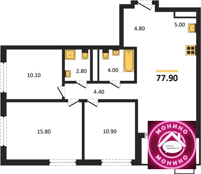 Николо-Хованское, 3-х комнатная квартира, Николо-Хованское дер. д.д. 7, 21412373 руб.