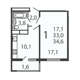 Москва, 1-но комнатная квартира, ул. Производственная д.6 корп.6, 4064358 руб.