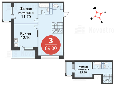 Павловская Слобода, 3-х комнатная квартира, ул. Красная д.д. 9, корп. 55, 9727700 руб.