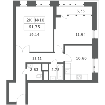 Раздоры, 2-х комнатная квартира, КП Береста д., 4974624 руб.