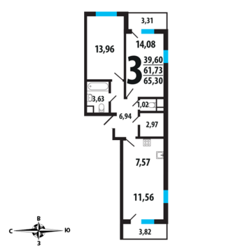 Москва, 3-х комнатная квартира, Нововатутинский пр. д., 5681100 руб.