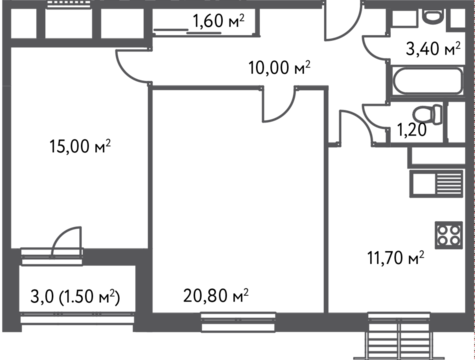 Москва, 2-х комнатная квартира, С.Ковалевской д.20, 9962560 руб.