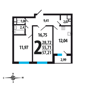 Москва, 2-х комнатная квартира, Нововатутинский пр. д., 5177505 руб.