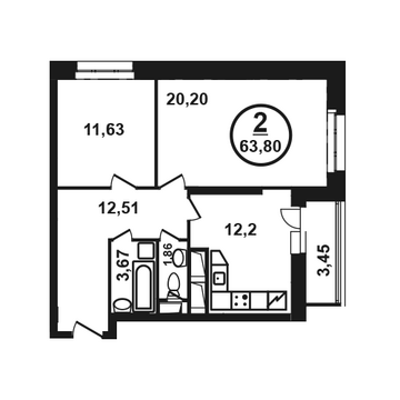 Москва, 2-х комнатная квартира, ул. Петра Алексеева д.12а корп.4, 10144200 руб.