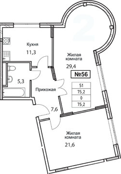 Троицк, 2-х комнатная квартира, ул. Промышленная д., 7418269 руб.