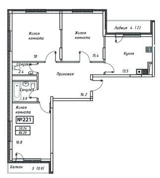 Троицк, 3-х комнатная квартира, ул. Промышленная д., 6659831 руб.