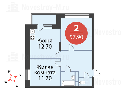 Павловская Слобода, 2-х комнатная квартира, ул. Красная д.д. 9, корп. 68, 5708940 руб.