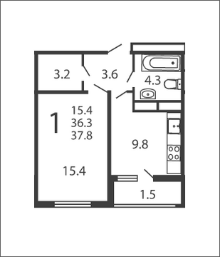 Москва, 1-но комнатная квартира, ул. Производственная д.6 корп.6, 4249956 руб.