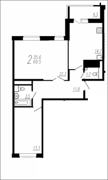 Мытищи, 2-х комнатная квартира, ул. Колпакова д.44 корп.34, 5965825 руб.