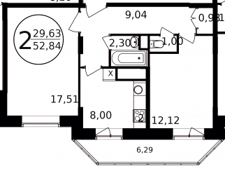 Пушкино, 2-х комнатная квартира, Просвещения д.13 корп.9, 4121520 руб.