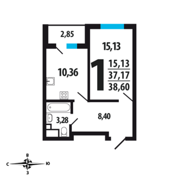 Москва, 1-но комнатная квартира, Нововатутинский пр. д., 3628400 руб.