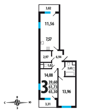 Москва, 3-х комнатная квартира, Нововатутинский пр. д., 5354600 руб.