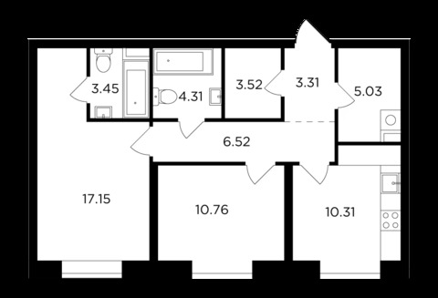 2-комнатная квартира, 64 кв.м., в ЖК "FORIVER (Форивер)"