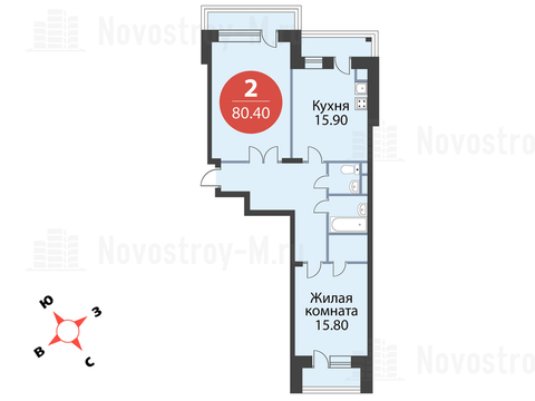 Павловская Слобода, 2-х комнатная квартира, ул. Красная д.д. 9, корп. 55, 7477200 руб.