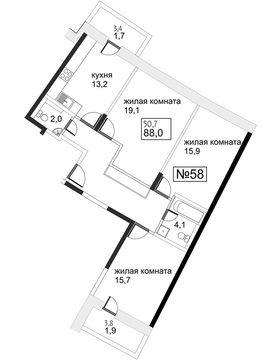 Троицк, 3-х комнатная квартира, ул. Промышленная д., 7823940 руб.