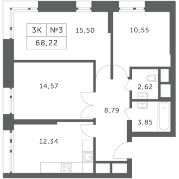 Раздоры, 3-х комнатная квартира, КП Береста д., 5921496 руб.